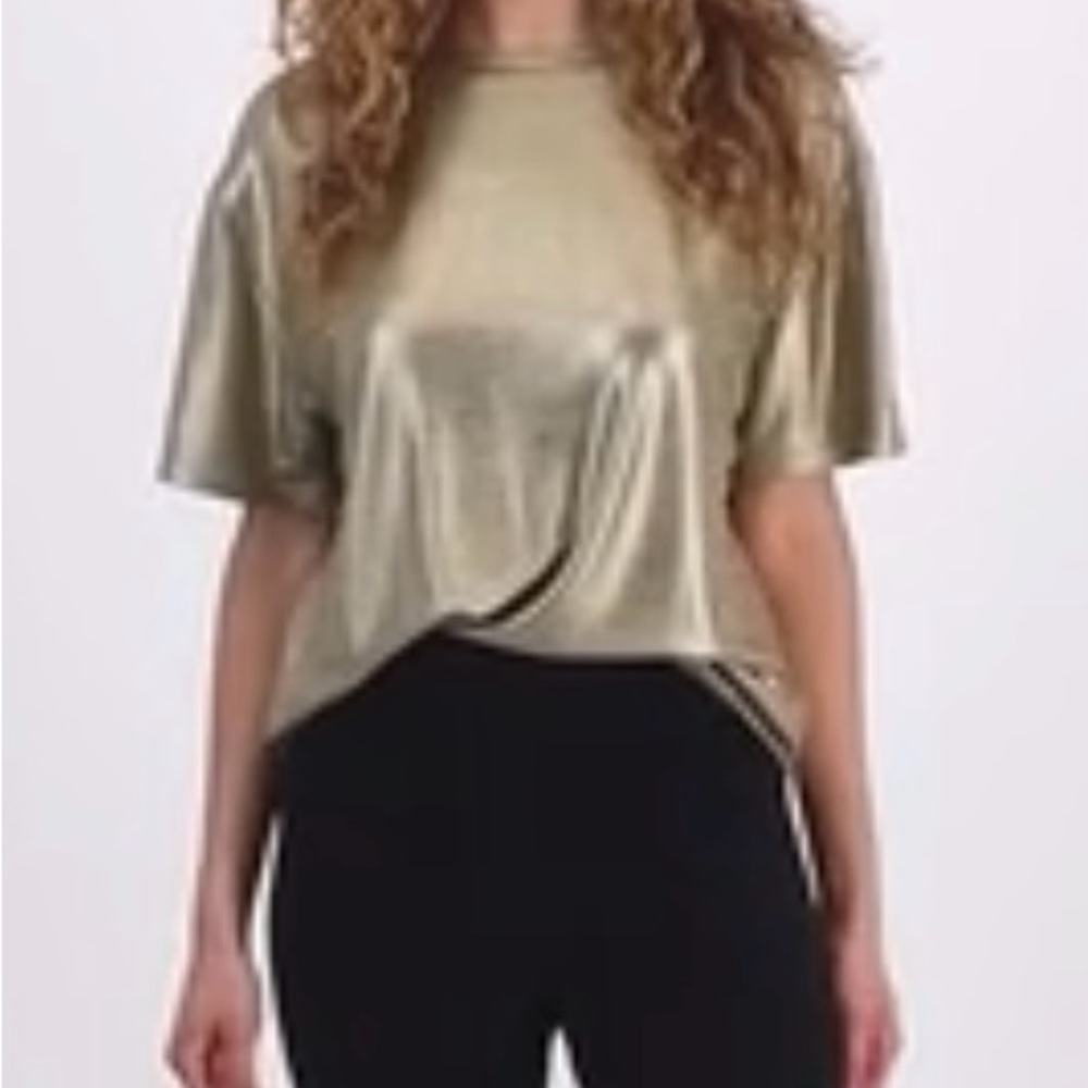 Bar III Gold Metallic Women's Top